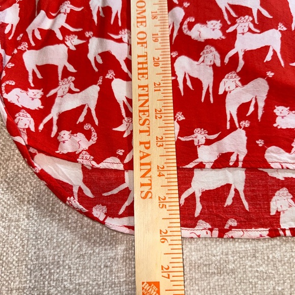 Anthropologie Emily Isabella Red Cats & Dogs Print Button Blouse M - Picture 14 of 16